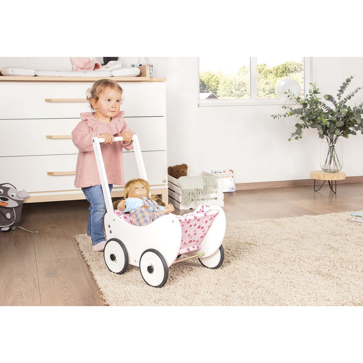 Puppenwagen "Trixi", weiss, 2 Teile