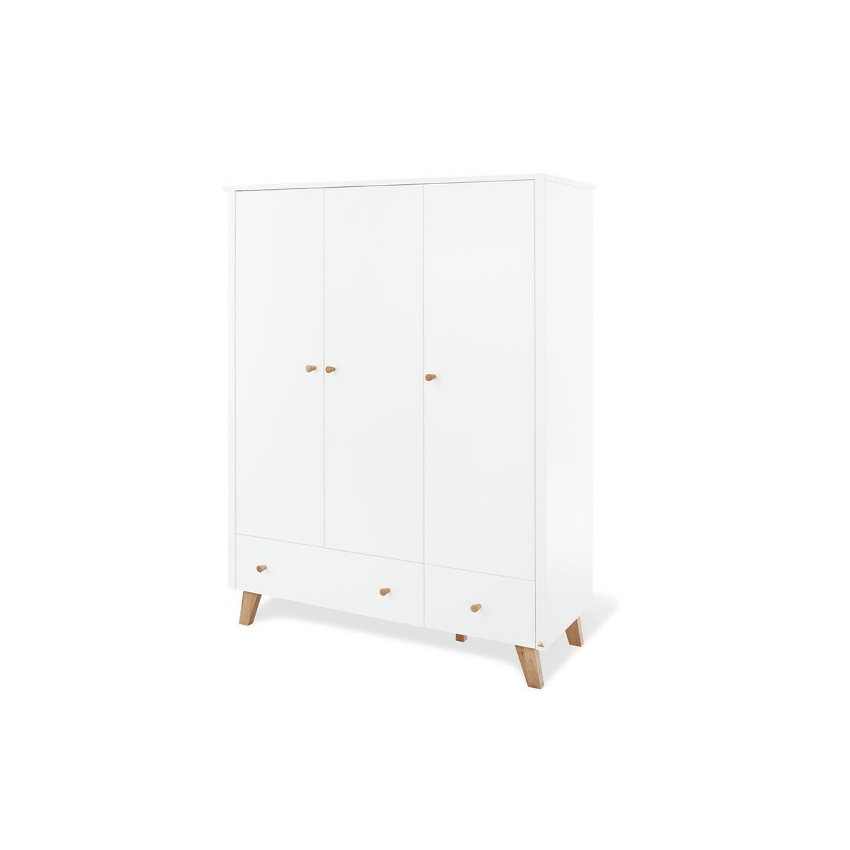 Nursery 'Hilda & Pan' extra wide large, white, incl. wall shelf
4 parts: house bed, extra wide changing unit, large wardrobe, wall shelf