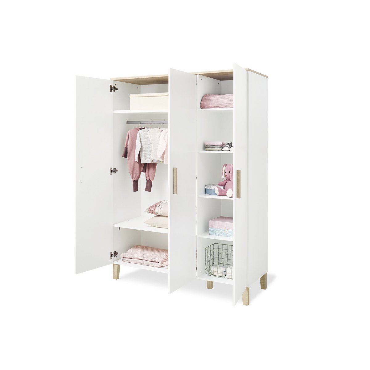 Nursery 'Lumi' wide large
3 parts: cot bed, wide changing unit, large wardrobe