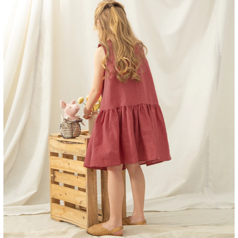 Annie & Charles® Bio Leinen Kleid color: khaki grün,size: 18-24M