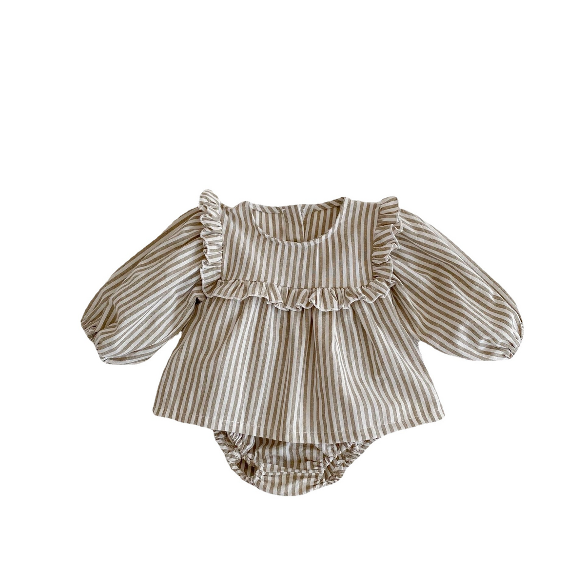 Annie & Charles® gestreiftes Kleid mit Höschen Set color: coffee,size: 6-12M