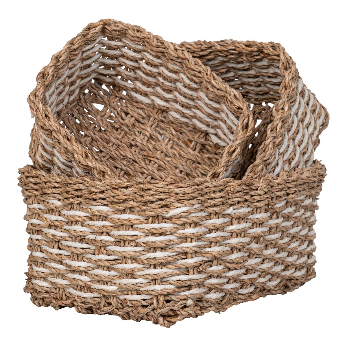 Pala Basket - Korb, Seegras/Papier, natur/weiß, 3er-Set