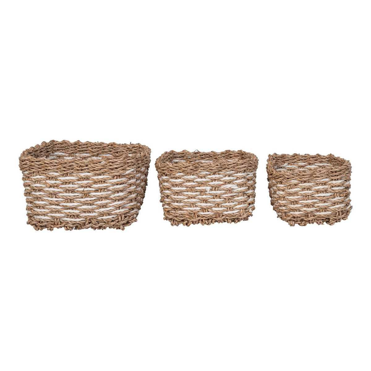 Pala Basket - Korb, Seegras/Papier, natur/weiß, 3er-Set