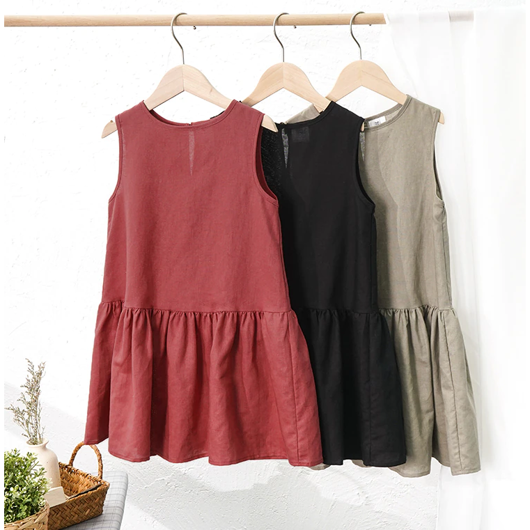 Annie & Charles® Bio Leinen Kleid color: khaki grün,size: 18-24M