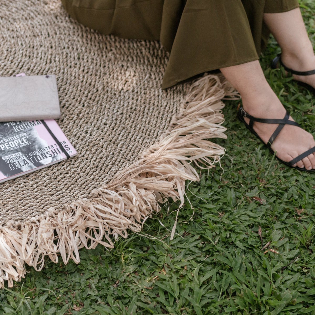 100/120 cm Round Seagrass Carpet | Rug with Tassles DASA (2 sizes) Durchmesser: 100 cm