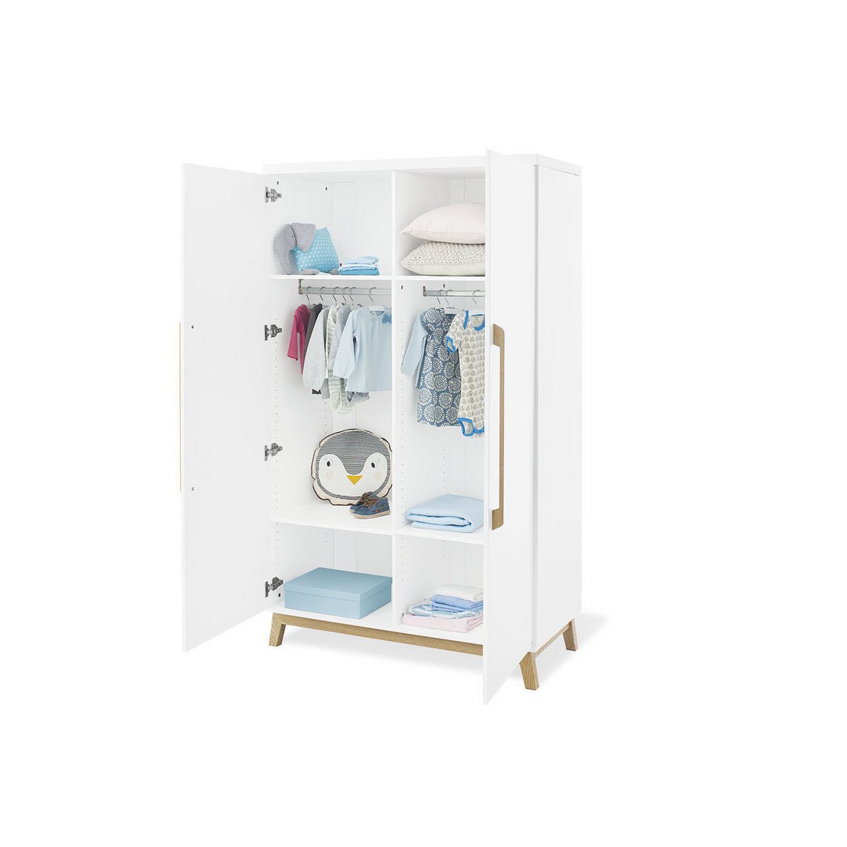 Nursery 'Hilda & Riva' extra wide, white
3 parts: house bed, extra wide changing unit, 2-door wardrobe
