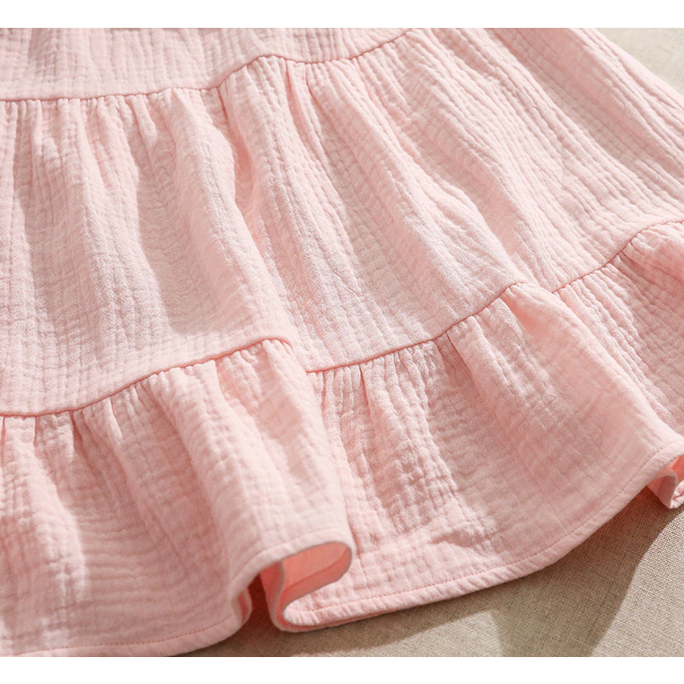 Annie & Charles® Bio Musselin Kleid mit Rüschen color: rosa,size: 5-6Y