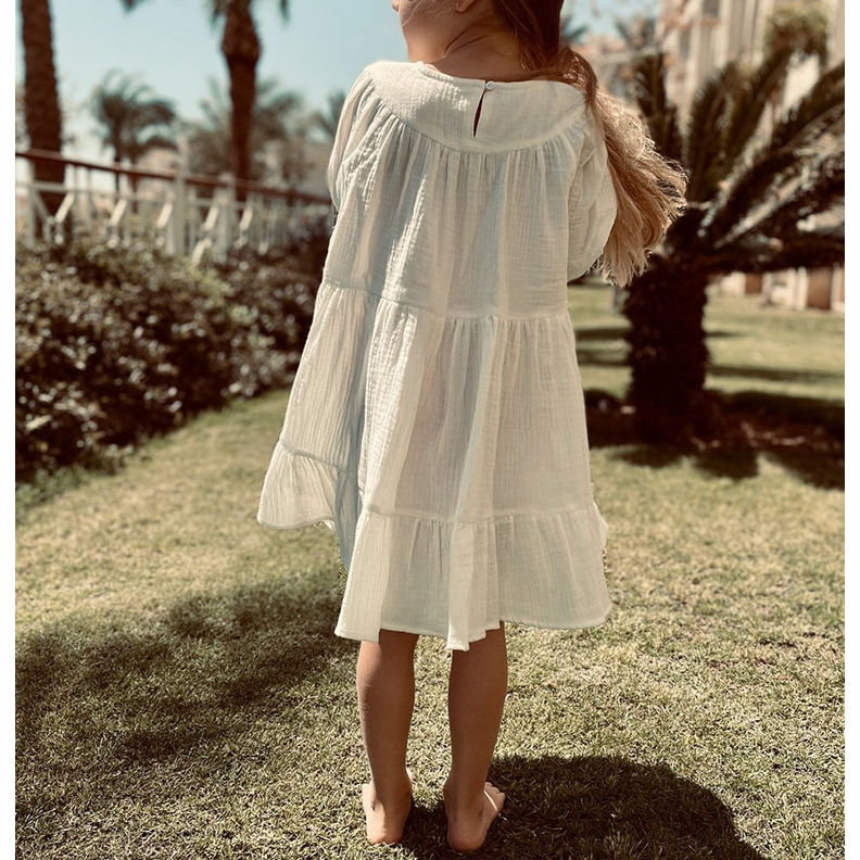 Annie & Charles® Bio Musselin Kleid mit Rüschen color: rosa,size: 5-6Y