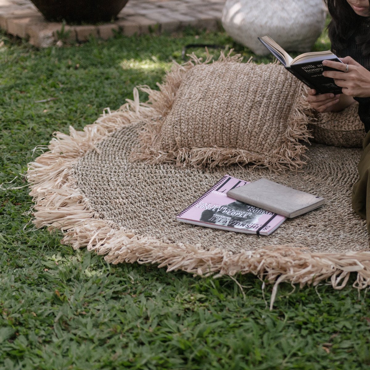 100/120 cm Round Seagrass Carpet | Rug with Tassles DASA (2 sizes) Durchmesser: 100 cm