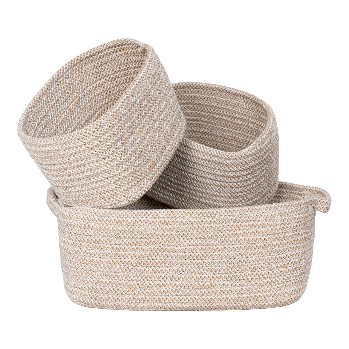 Teixo Basket - Korb, Baumwolle, Beige, 3er-Set